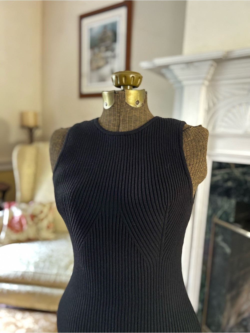 Women's Black Ribbed Mock Neck Sweater Tank Top ZESICA Sleeveless Size Medium M